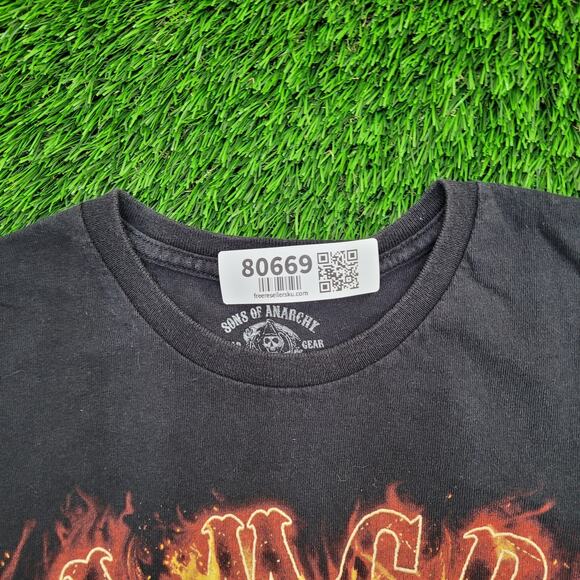 Sons-Of-Anarchy Shirt Large 21x26 Fire Burning Grimreaper - Picture 3 of 11